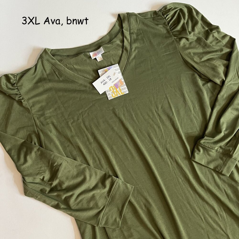3XL Lularoe Ava mutton sleeve dress, olive green
